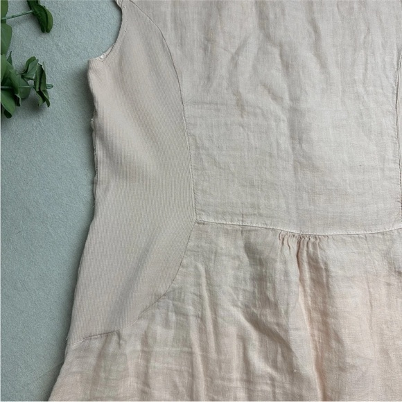 Lina Tomei 100% Linen Shift Dress Peach Pink Embroidered Pockets Italy Size XL - Picture 5 of 13